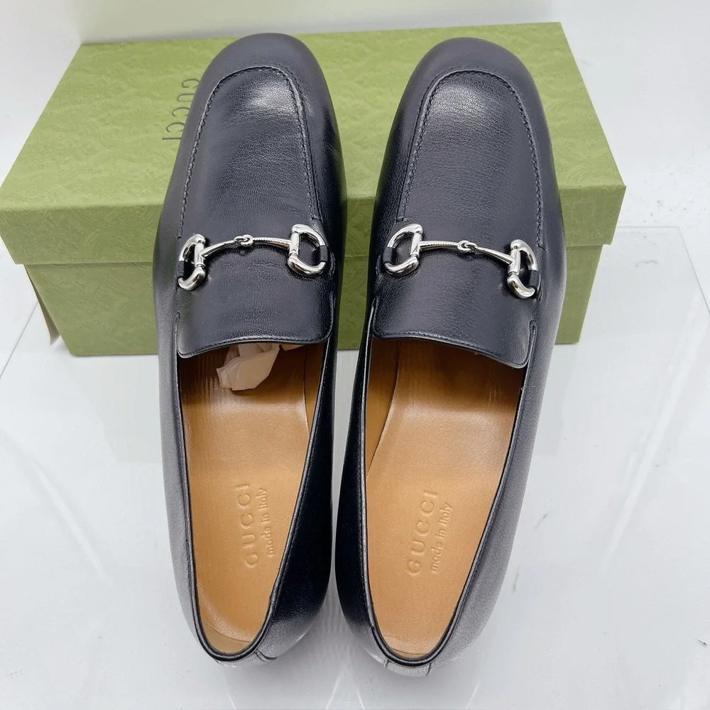 GUCCI BLACK LEATHER SLIP-ON HORSEBIT LOAFER Mens UK 13 US 13.5 -Authentic- New